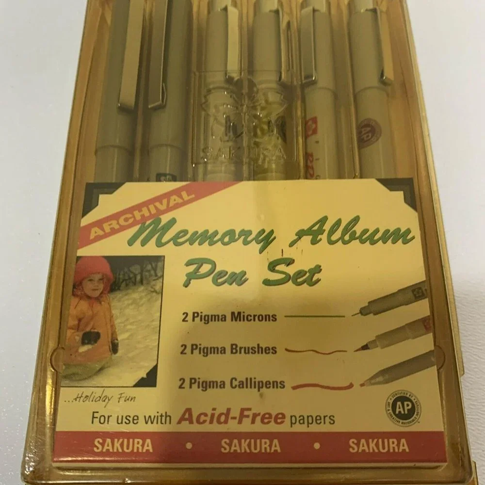 Vtg Sakura Archival Memory Album Pen Set‎ 6 Pigma